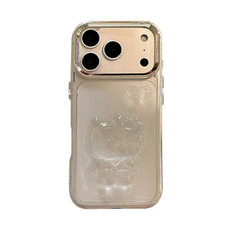 透明领结卡通KT猫手机壳适用iPhone17pro防摔苹果16promax少女可爱猫咪15plus小清新风女款14明星同款保护套