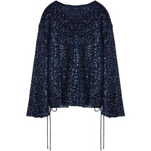 【折扣季】COCOBELLA亮片上衣微透视针织衫秋轻奢套头罩衫MZ7038