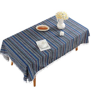 丽江波西米亚桌布布艺棉麻民族风餐桌布酒吧复古长方形喜庆书桌垫