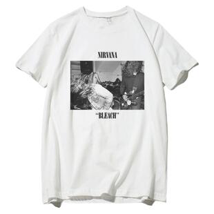Bleach-Nirvana 涅槃 Kurt Cobain科特·柯本摇滚印花T恤短袖衬衫