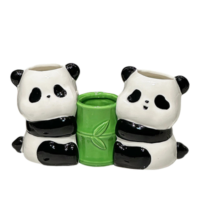 国潮熊猫创意陶瓷牙刷架放置底座托家用卫生架浴室免打孔牙刷座托
