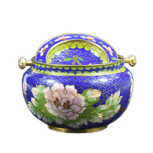 北京景泰蓝七八十年代老货带盖烟灰缸铜胎传统掐丝珐琅工艺品摆件