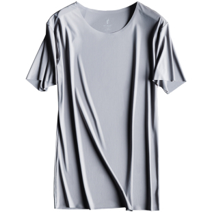 男羊奶冰丝T恤白色打底衫超薄夏季无痕锦纶加氨纶纯色半短袖体恤