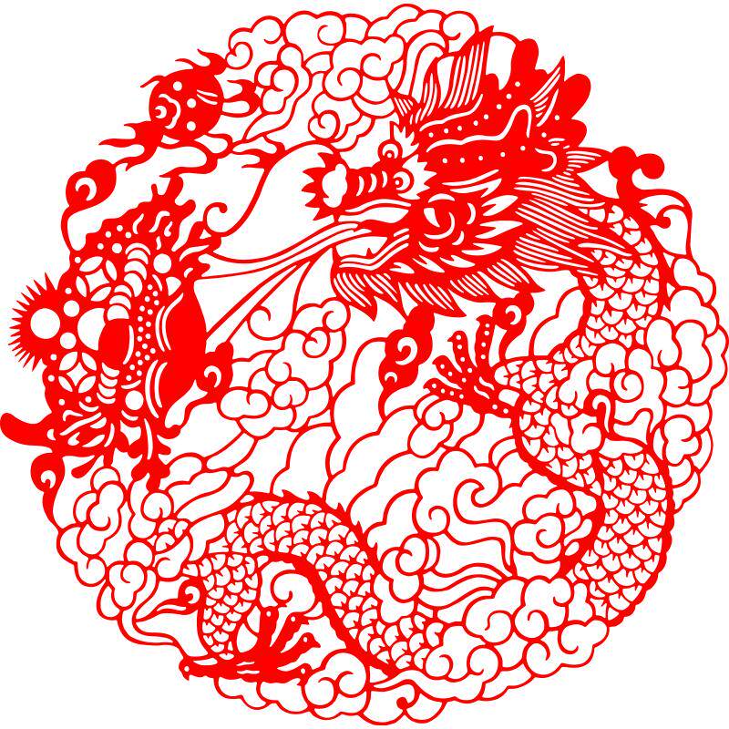 十二生肖不干胶窗花剪纸龙蛇底稿