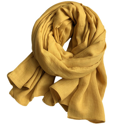 黑色春季新款加厚文艺棉麻围巾