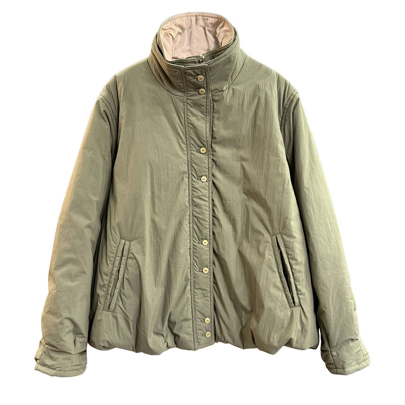 代厂两面穿宽松花苞立领棉服外套