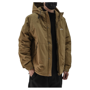 连帽工装羽绒服男潮牌上衣冬季夹克2024新款冲锋衣白鸭绒保暖外套