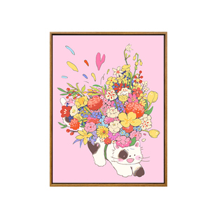 彩色温馨花束数字油画diy填充填色手工治愈系永生花丙烯装饰挂画