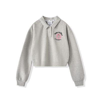 tokidoki2025春季新款潮牌绣花截短女款长袖T休闲宽松运动风卫衣