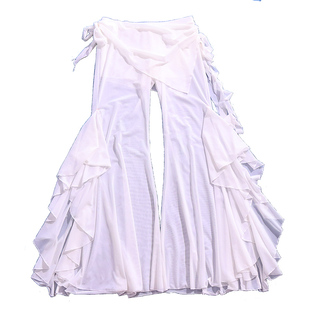 肚皮舞练功演出服人气台湾水沙小屁帘高侧衩荷叶边喇叭裤 CG79