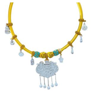 纯银项圈999足银宝宝首饰长命锁三件套平安锁手链满月生日周岁礼