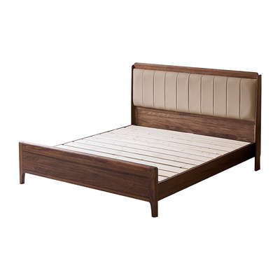 全友家居新中式卧室乌金木实木床