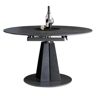 意式进口岩板餐桌方圆两用旋转伸缩圆桌家用小户型多功能变形餐桌