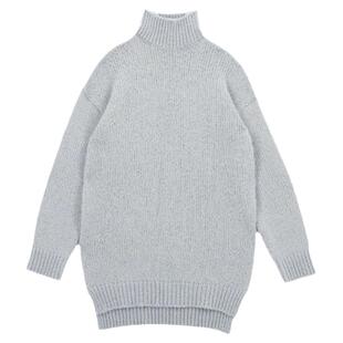 秒发CITYBREEZE 21秋冬新款套头纯色宽松针织高领连衣裙韩国代购