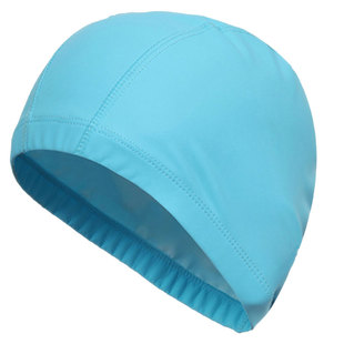 PU涂层防水护耳男不勒头透气游泳帽黑色布白色泳帽女士 长发 成人