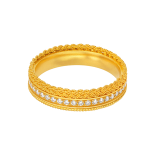 春晚刘涛同款 明牌珠宝足金古法戒指时尚闪亮钻石指环JRN0285