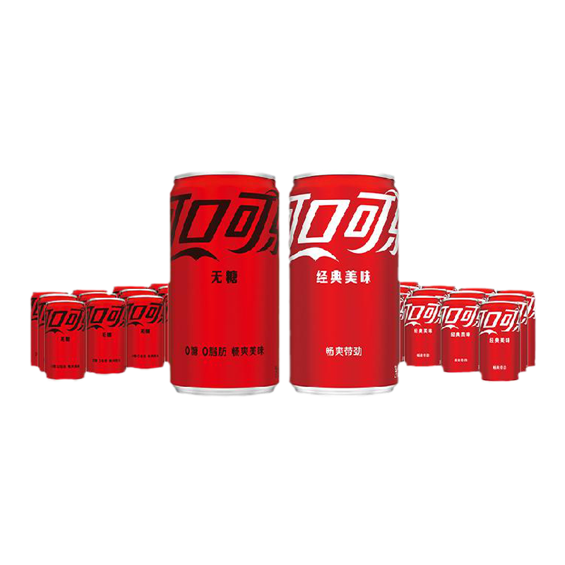 可口可乐碳酸饮料迷你罐mini200mlx12罐+无糖可乐mini200ml*12罐