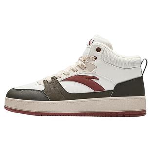 安踏元年高帮板鞋男鞋2025冬季新款加绒保暖棉鞋皮面防水休闲鞋子