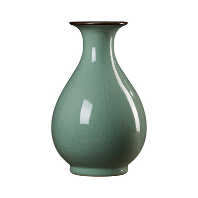 鼎众陶瓷青瓷玉壶春花瓶中式摆件
