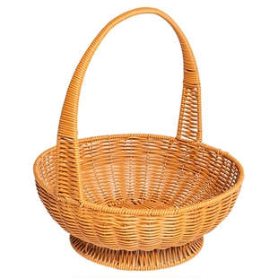 水果篮手提篮手工编织篮野餐仿藤编采摘篮子舞蹈道具家用桌面零食