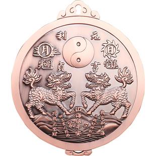 双麒麟山海镇挂件开过八卦化解室内镇室外宅大门口山海图铜制摆件