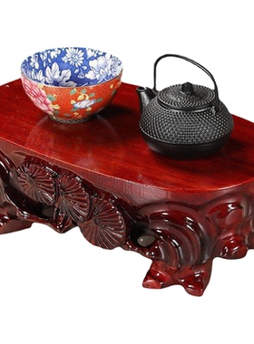 实木奇石茶壶鱼缸工艺品底座摆件椭圆加厚佛像花盆花瓶托架装饰品