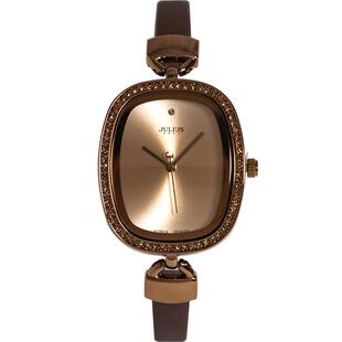 Julius聚利时正品简约水钻复古OL手表防水女士石英女表皮带表礼盒