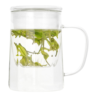 雅集茶具玻璃杯加厚过滤内胆带盖带把手高硼硅耐热办公居家泡茶杯