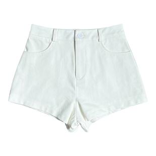 丁妮妮自制白色西装短裤女秋冬新款高腰a字黑色休闲热裤阔腿裤