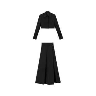 绝美时尚大码富家千金风裙套装新款高级感小香风外套高腰a字长裙