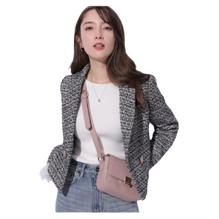 Apuweiser-riche2024春季新品 小香风千鸟格西装上衣24146180