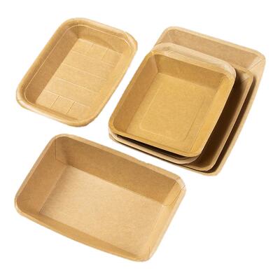 一次性牛皮纸托盘长方形餐盒