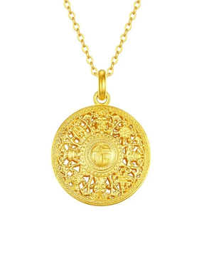 金包银八宝罗盘吊坠镂空毛衣链
