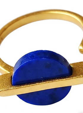 女银镀金青金石白贝精致通勤戒指