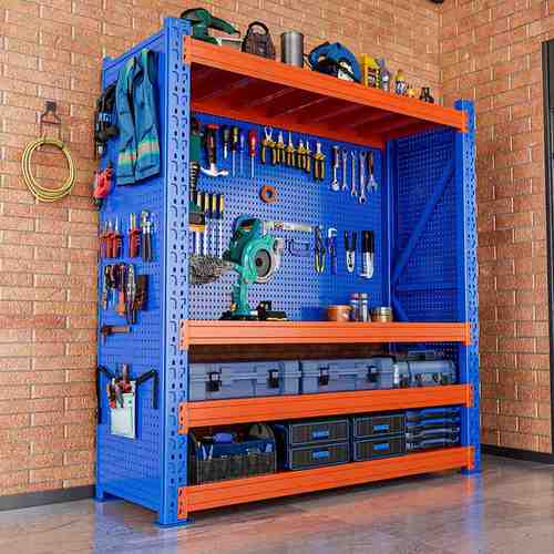 工具架货架重型仓库置物架多层收纳架带洞洞板侧面五金放置储物架