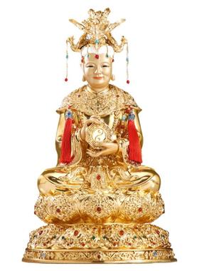 铜贴金黎山老母神像佛堂供奉摆件