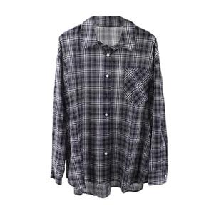 TANG韩版格子长袖衬衫女2025夏季新款宽松休闲百搭防晒衬衣外套潮