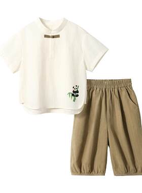 贝肽斯夏季男童短袖国风汉服套装