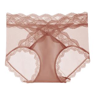 夏谷奈内裤女性感蕾丝舒适丝滑缎面7A轻奢法式三角裤2025新款