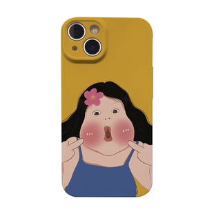 适用于iphone15promax苹果15手机壳11胖胖女孩新款13/14pro的菲林壳xr网红情侣xs高级感12卡通创意个性防摔套