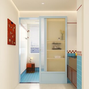 柯布西耶移门小蓝门幽灵门卫生间推拉门厨房移门极窄边框