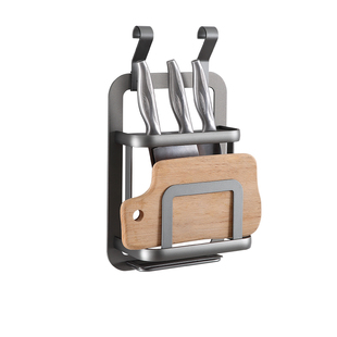 刀架壁挂式太空铝刀架砧板架二合一厨房置物架墙面收纳免打孔挂件