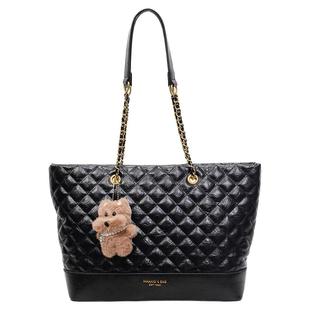 菱格绣线复古大容量包包女2025新款时尚通勤单肩包时尚托特水桶包