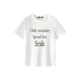 森马短袖T恤女夏季字母印花纯棉正肩圆领衣服ins潮流百搭休闲上衣