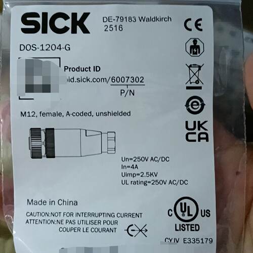 溢价-SICK西克连接器DOS-1204-G，M12母头，A编码，