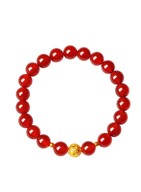 宫里上新999足金珠红玛瑙手链