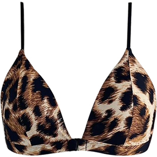 Siimeilail豹纹薄款舒适前扣内衣女小胸聚拢显大文胸性感美背套装
