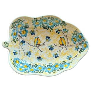 盘子特别好看的高级感陶瓷叶形小深盘手绘高颜值菜盘家用2025新款