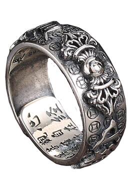 925纯银六字真言男士心经金刚杵