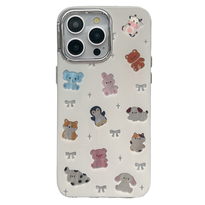 ins卡通電鍍小動物適用16蘋果15promax手機殼iphone14pro新款13女款12日韓風11趣味14可愛13pro硬殼12pro全包